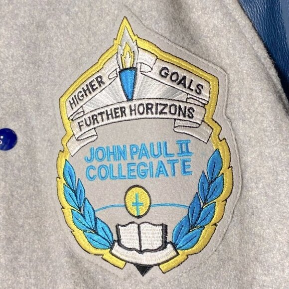 Vintage Hunters Manufacturing Co John Paul II Collegiate Bomber Varsity Jacket M - Picture 6 of 15